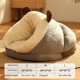 Warm Velvet Padded Thickened Small Dog Nest (Option: Gray Brown Bear-S)