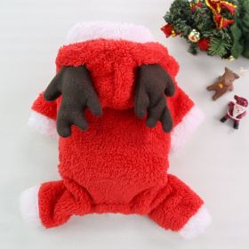 Autumn And Winter Christmas Four Legs Thick Fleece Warm Dog Coat (Option: Red Elk-S Back Length 25cm)